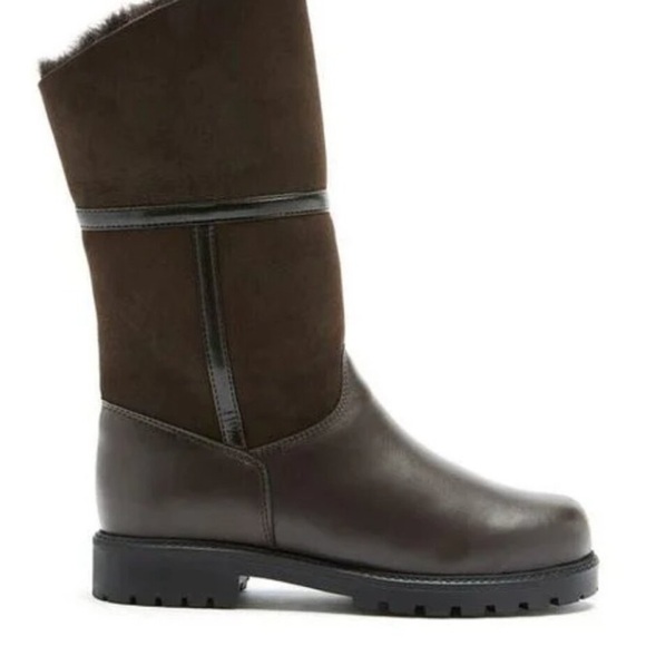 Brown Winter Rain Boots with Chunky Sole and Fuzzy Cuff - Picture 3 of 3